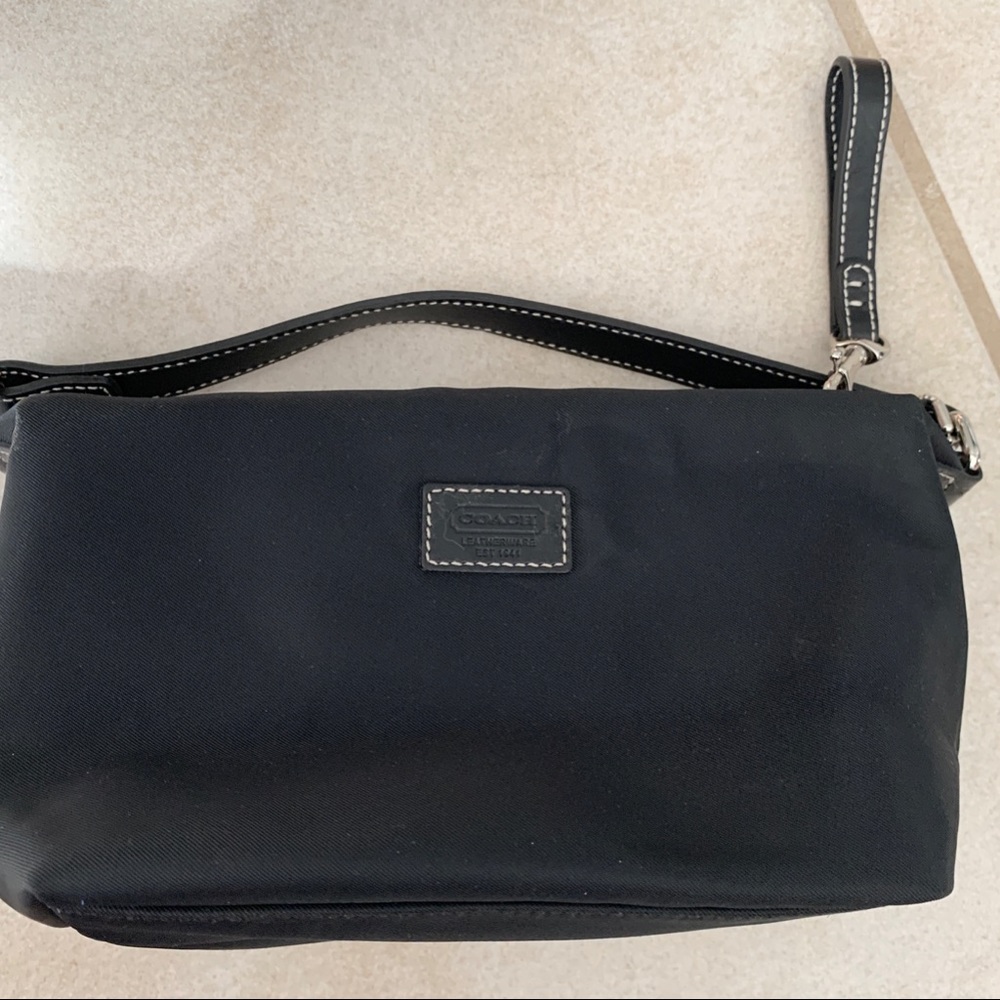 COACH NYLON MINI PURSE WITH LEATHER HANDLE/TRIM